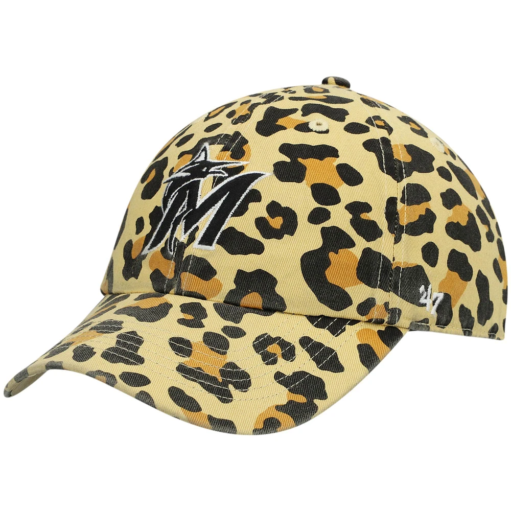 Casquette réglable '47 Miami Marlins Tan Bagheera Cheetah Clean Up pour femme