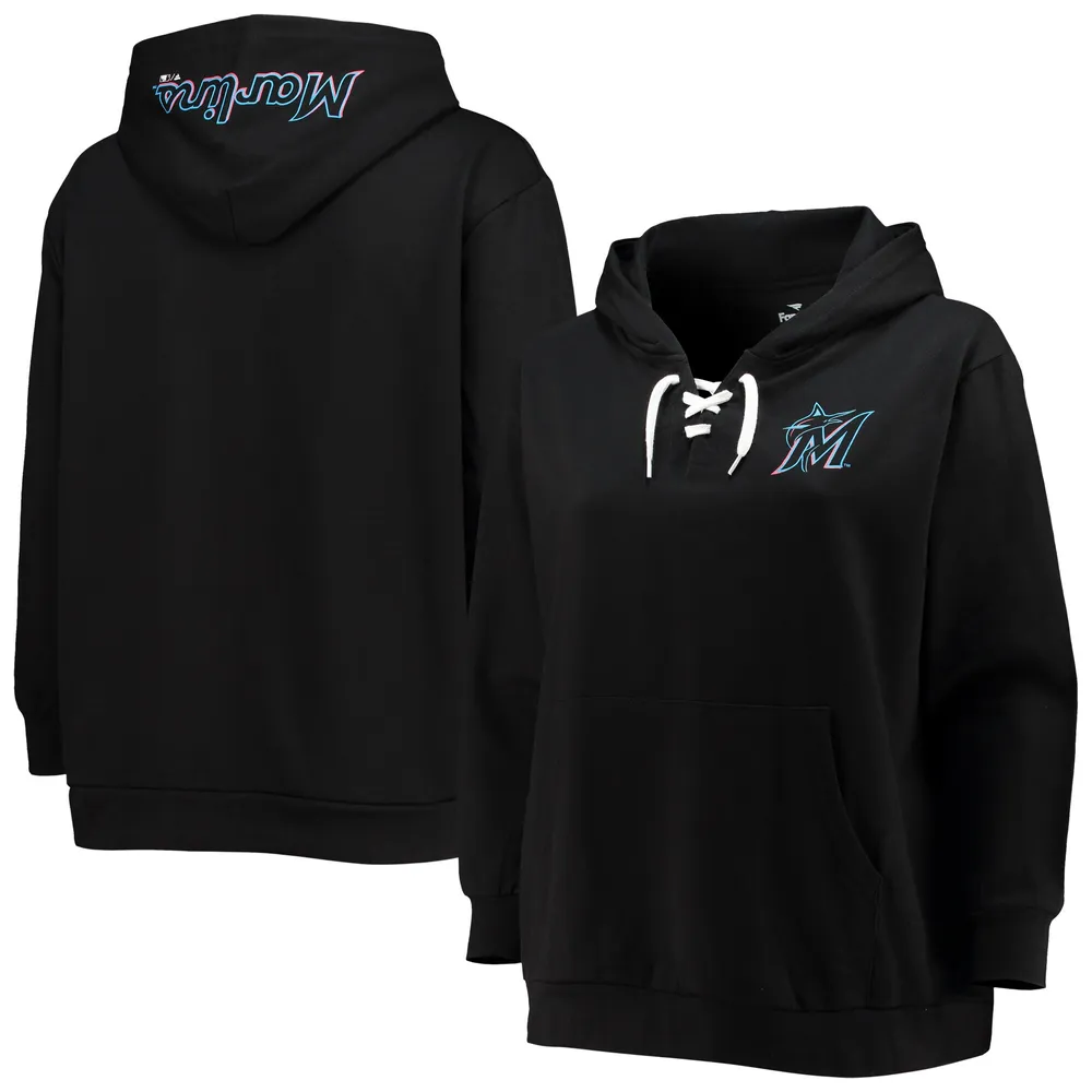 Women's Miami Marlins Nike Black/Blue Authentic Collection Pullover Hoodie