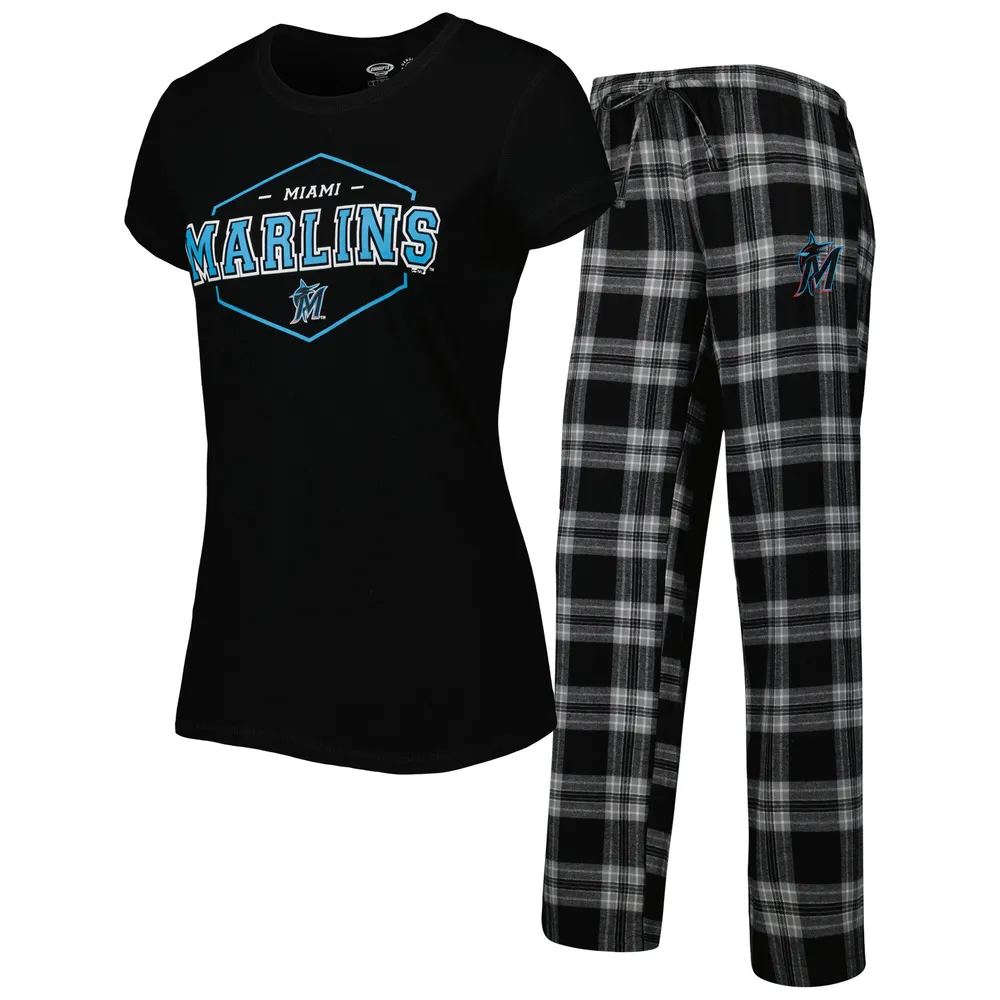 Women's Miami Marlins Concepts Sport Black/Gray Badge T-Shirt & Pajama Pants  Sleep Set