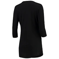 Chemise de nuit à manches 3/4 et col en V Miami Marlins Duo Concepts Sport pour femmes, noir