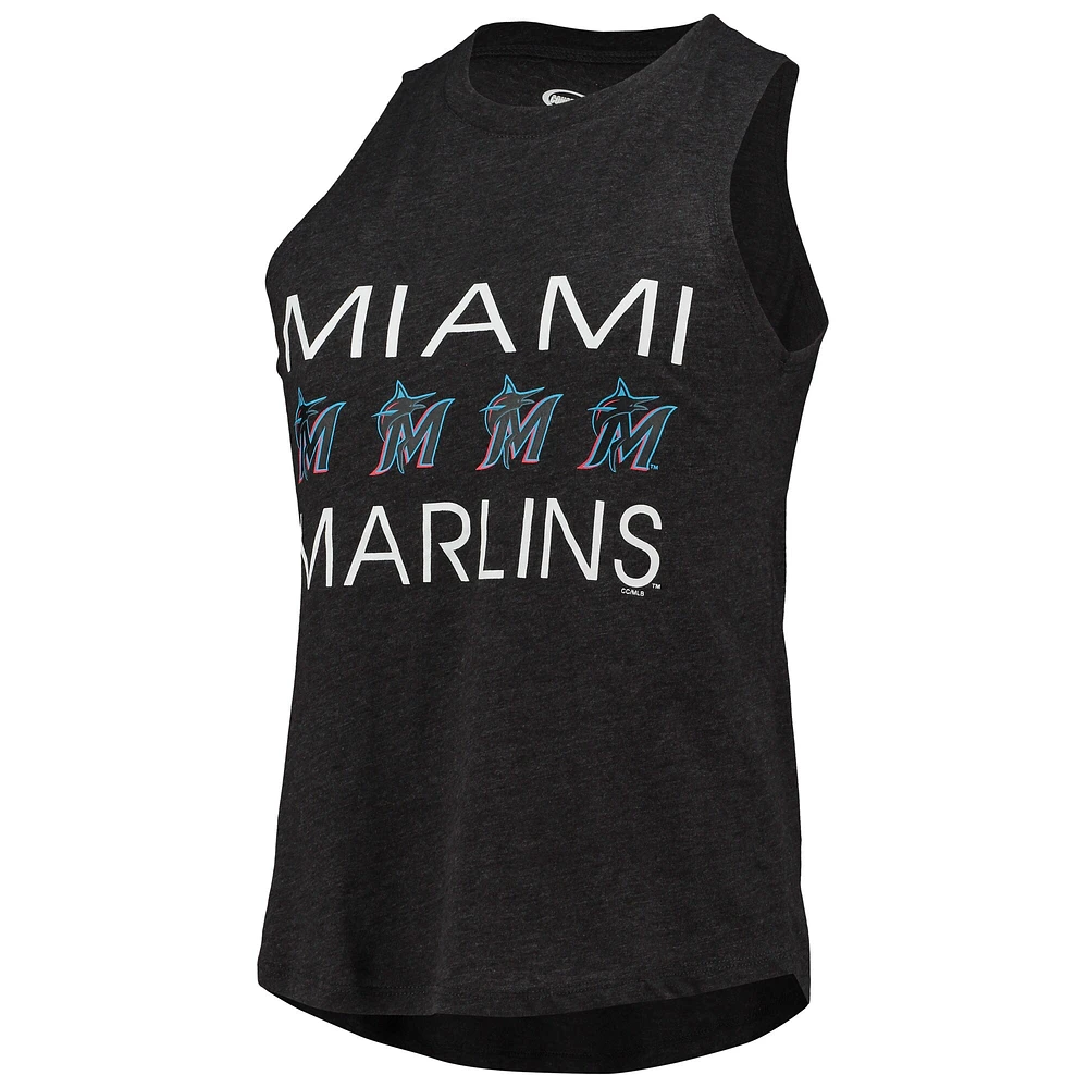 Ensemble de pyjama et pantalon nuit Miami Marlins Meter Muscle Concepts Sport pour femmes, gris/noir