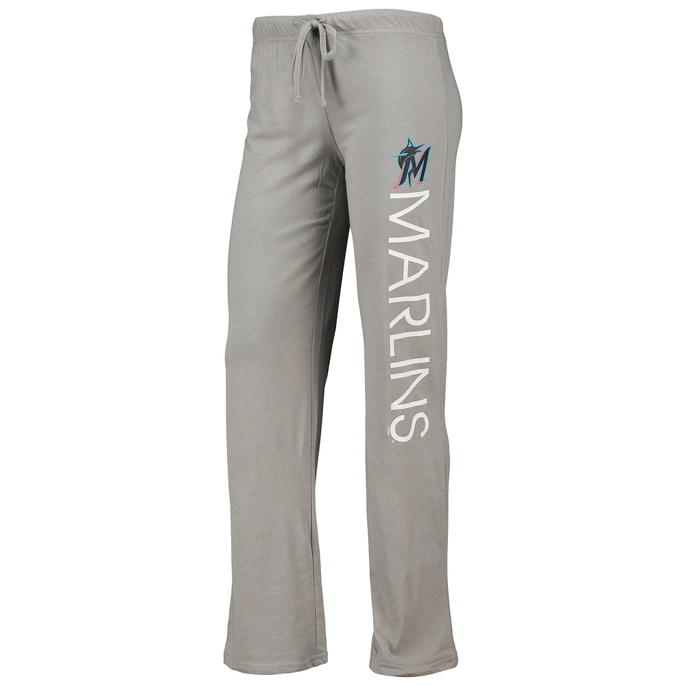 Ensemble de pyjama et pantalon nuit Miami Marlins Meter Muscle Concepts Sport pour femmes, gris/noir