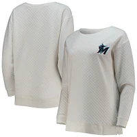 Chandail à enfiler matelassé Concepts Sport Miami Marlins pour femme, blanc/crème