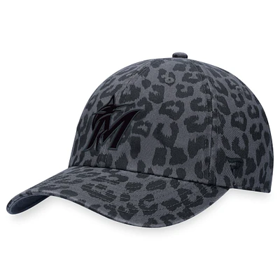 Women's Fanatics Black Miami Marlins Leopard Adjustable Hat