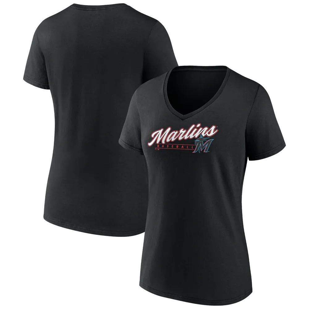 Women's Fanatics Branded Black Miami Marlins Core Team Lockup Long