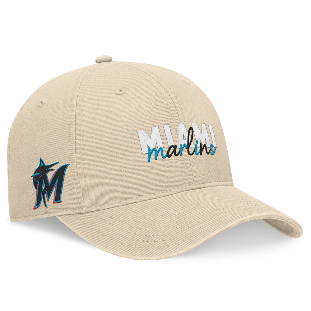 Casquette double réglable kaki Miami Marlins Fanatics pour femmes