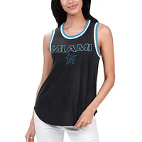 Women's G-III 4Her by Carl Banks Black Miami Marlins Strategy Tank Top