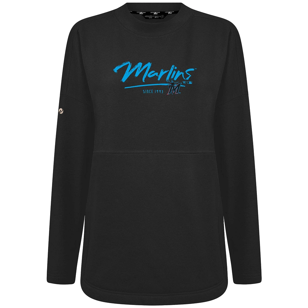 Women's Levelwear Black Miami Marlins Accolade Beaudry Express Pullover Sweatshirt