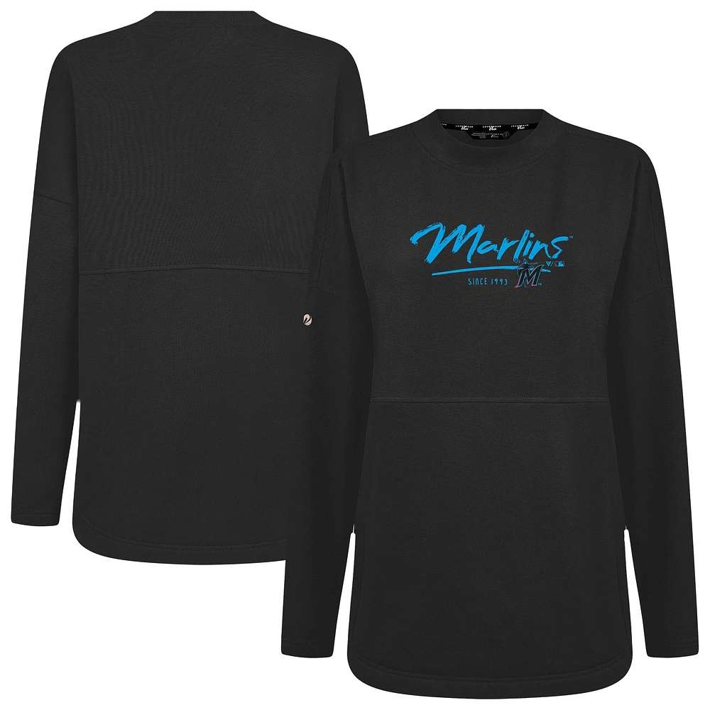 Women's Levelwear Black Miami Marlins Accolade Beaudry Express Pullover Sweatshirt