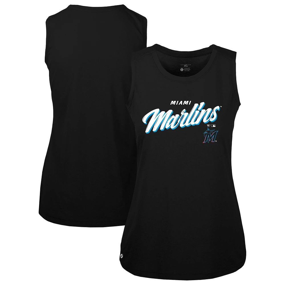 Women's Levelwear Black Miami Marlins Accolade Macy Prospect Tank Top