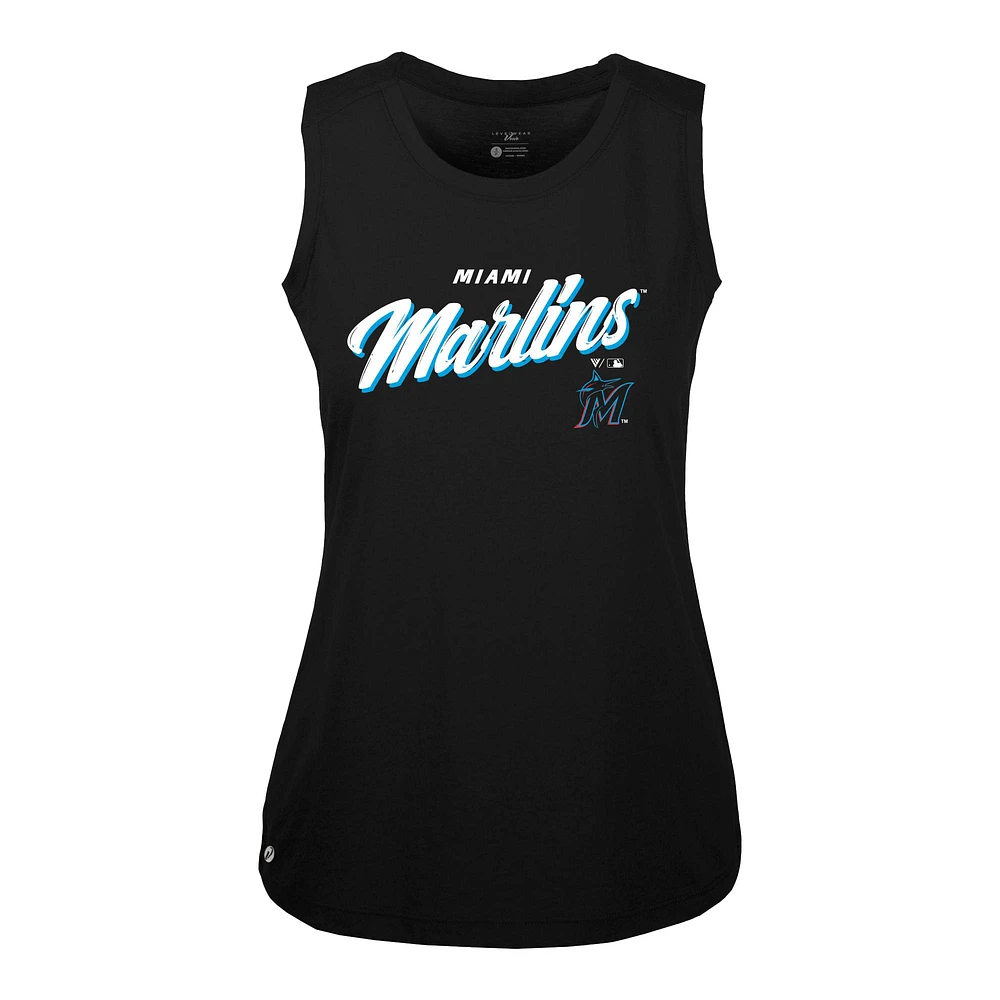 Women's Levelwear Black Miami Marlins Accolade Macy Prospect Tank Top