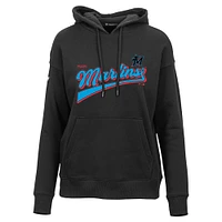 Women's Levelwear  Black Miami Marlins Adorn Retro Team 2.0 Pullover Hoodie