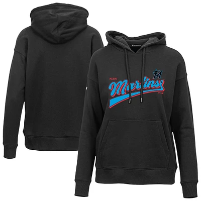 Women's Levelwear  Black Miami Marlins Adorn Retro Team 2.0 Pullover Hoodie