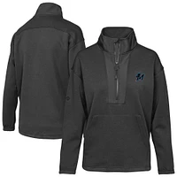 Veste à enfiler demi-zip noire Miami Marlins Await Insignia 2.0 pour femme Levelwear
