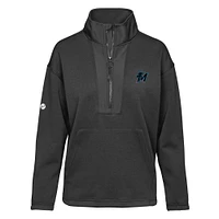 Veste à enfiler demi-zip noire Miami Marlins Await Insignia 2.0 pour femme Levelwear