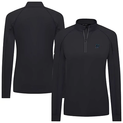 Women's Levelwear Black Miami Marlins Kinetic Insignia 2.0 Raglan Quarter-Zip Top