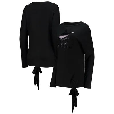 Miami Marlins Majestic Threads Women's Hacci Tunic Long Sleeve T-Shirt - Black