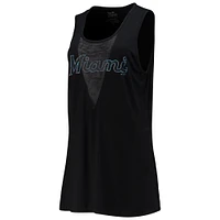 Women's Majestic Threads Black Miami Marlins Team Scoop Neck Tank Top