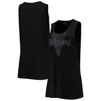 Women's Majestic Threads Black Miami Marlins Team Scoop Neck Tank Top