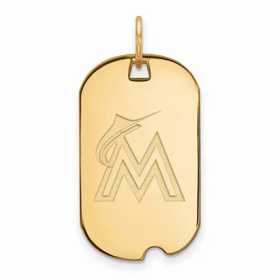 Miami Marlins Women's Gold-Plated Small Dog Tag Necklace