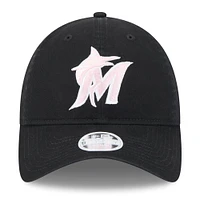 Casquette réglable noire Miami Marlins 2024 pour la fête des mères 9TWENTY New Era pour femme