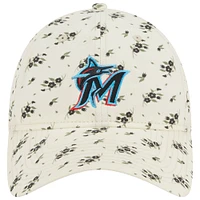 Casquette réglable New Era Miami Marlins Chrome Bloom 9TWENTY femme crème