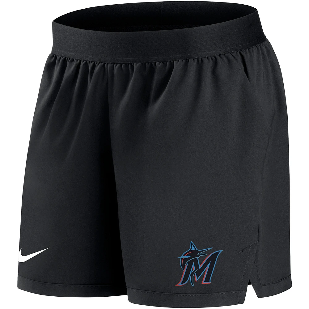 Women's Nike Black Miami Marlins Authentic Collection Flex Vent Max Performance Shorts
