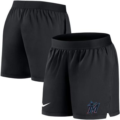 Women's Nike Black Miami Marlins Authentic Collection Flex Vent Max Performance Shorts