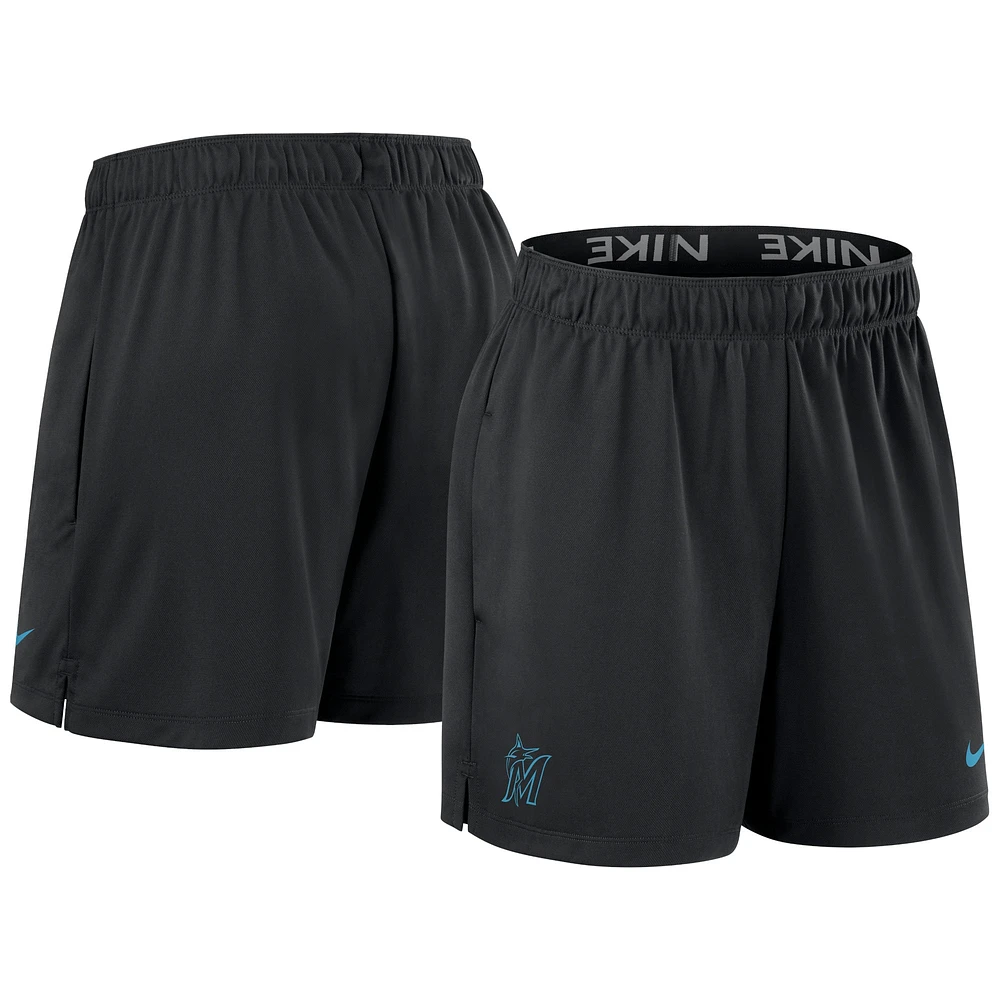 Women's Nike Black Miami Marlins Authentic Collection Knit Shorts