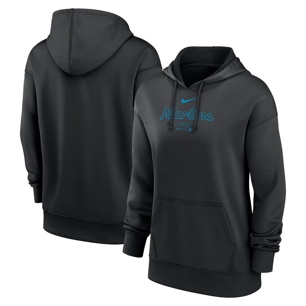 Sweat à capuche Nike Miami Marlins Authentic Collection Performance pour femme, noir