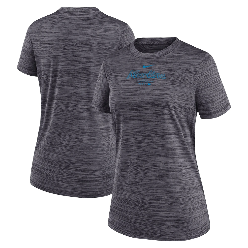 Women's Nike Black Miami Marlins Authentic Collection Velocity Performance T-Shirt