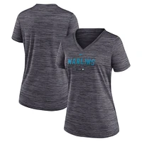 Women's Nike Black Miami Marlins Authentic Collection Velocity Practice Performance V-Neck T-Shirt