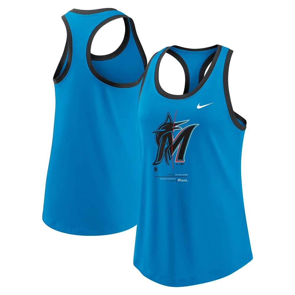 Débardeur Nike bleu Miami Marlins Tech Tri-Blend pour femme