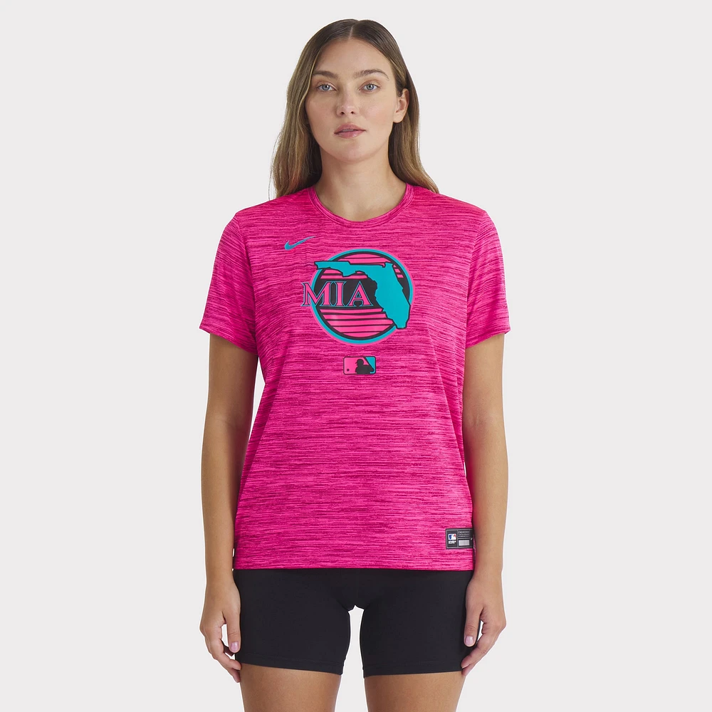 Women's Nike Pink Miami Marlins 2025 City Connect Authentic Collection Velocity Performance T-Shirt
