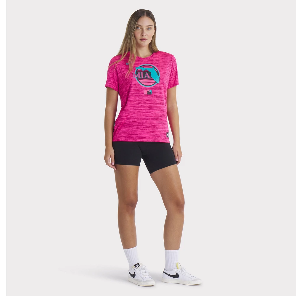 Women's Nike Pink Miami Marlins 2025 City Connect Authentic Collection Velocity Performance T-Shirt