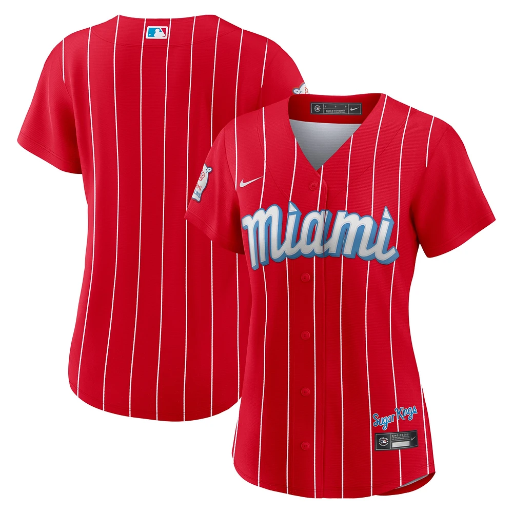 Maillot d'équipe Nike Miami Marlins City Connect Replica rouge pour femme