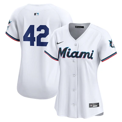 Maillot Nike pour femme blanc Miami Marlins 2024 Jackie Robinson Day Home Limited