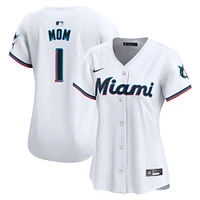 Women's Nike White Miami Marlins #1 Mom Home Limited Jersey