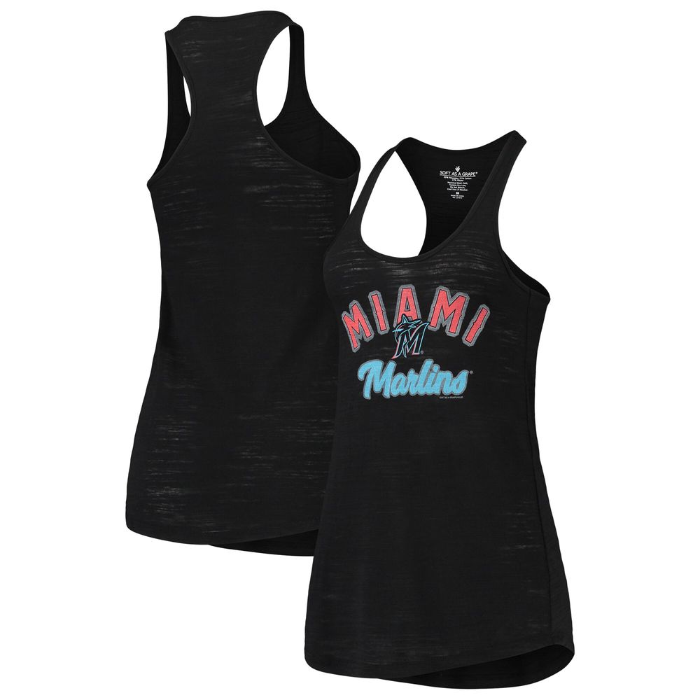 Women's Soft as a Grape Black Miami Marlins Multi-Count Tri-Blend Tank Top