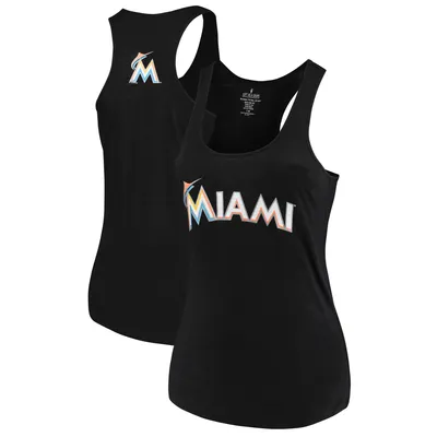 Miami Marlins Soft as a Grape Women's Plus Swing for the Fences Racerback Tank Top - Black