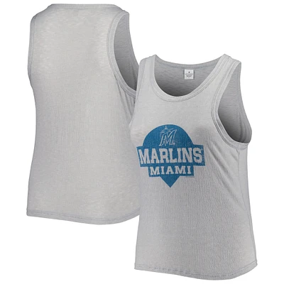 Débardeur en trois mélanges taille plus doux comme un raisin gris Miami Marlins pour femme