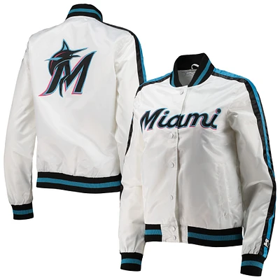 Veste Starter White Miami Marlins Hometown Satin Full-Snap pour femme