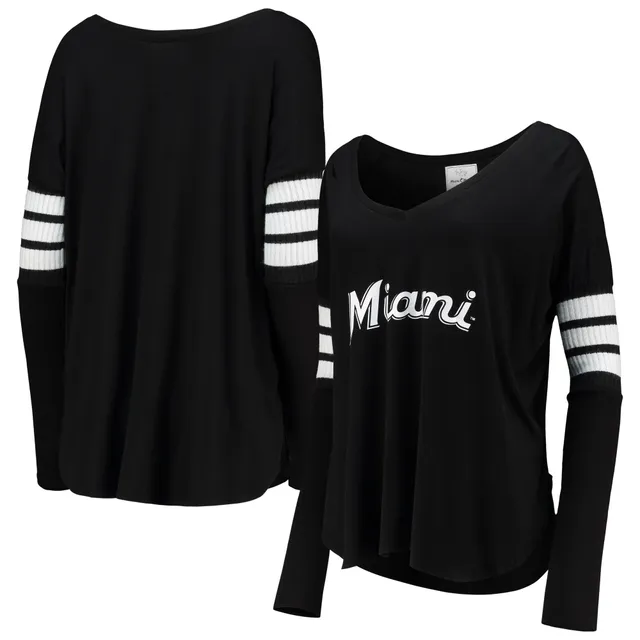 Miami Marlins Women's Plus Size Colorblock T-Shirt - White/Black