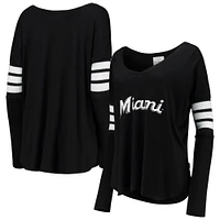 Women's Tiny Turnip Miami Marlins Jalynne Jersey Tri-Blend Long Sleeve V-Neck T-Shirt