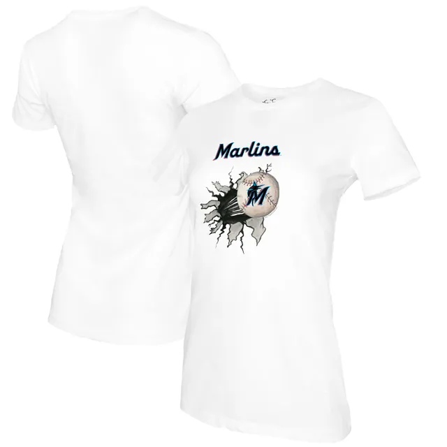 Miami Marlins New Era Womens Front Tied T-Shirt - Miami Blue S