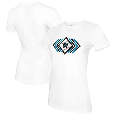 Profile Women's White/Black Miami Marlins Plus Size Colorblock T-Shirt