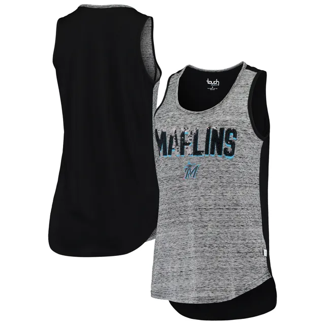 Profile Men's Black Miami Marlins Big & Tall Jersey Muscle Tank Top