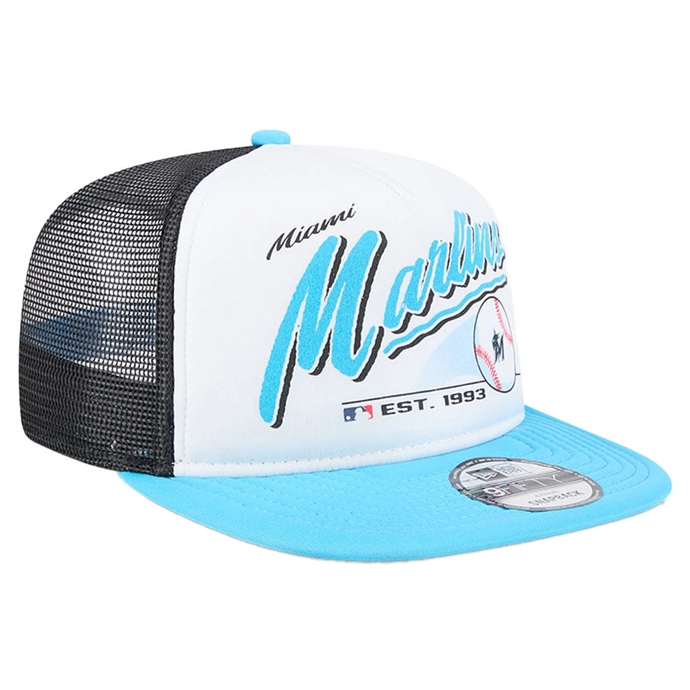 Casquette Snapback rétro 9FIFTY blanche New Era pour jeunes des Miami Marlins