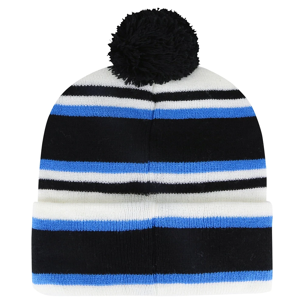 Youth '47 White/Black Miami Marlins Stripling Cuffed Knit Hat with Pom