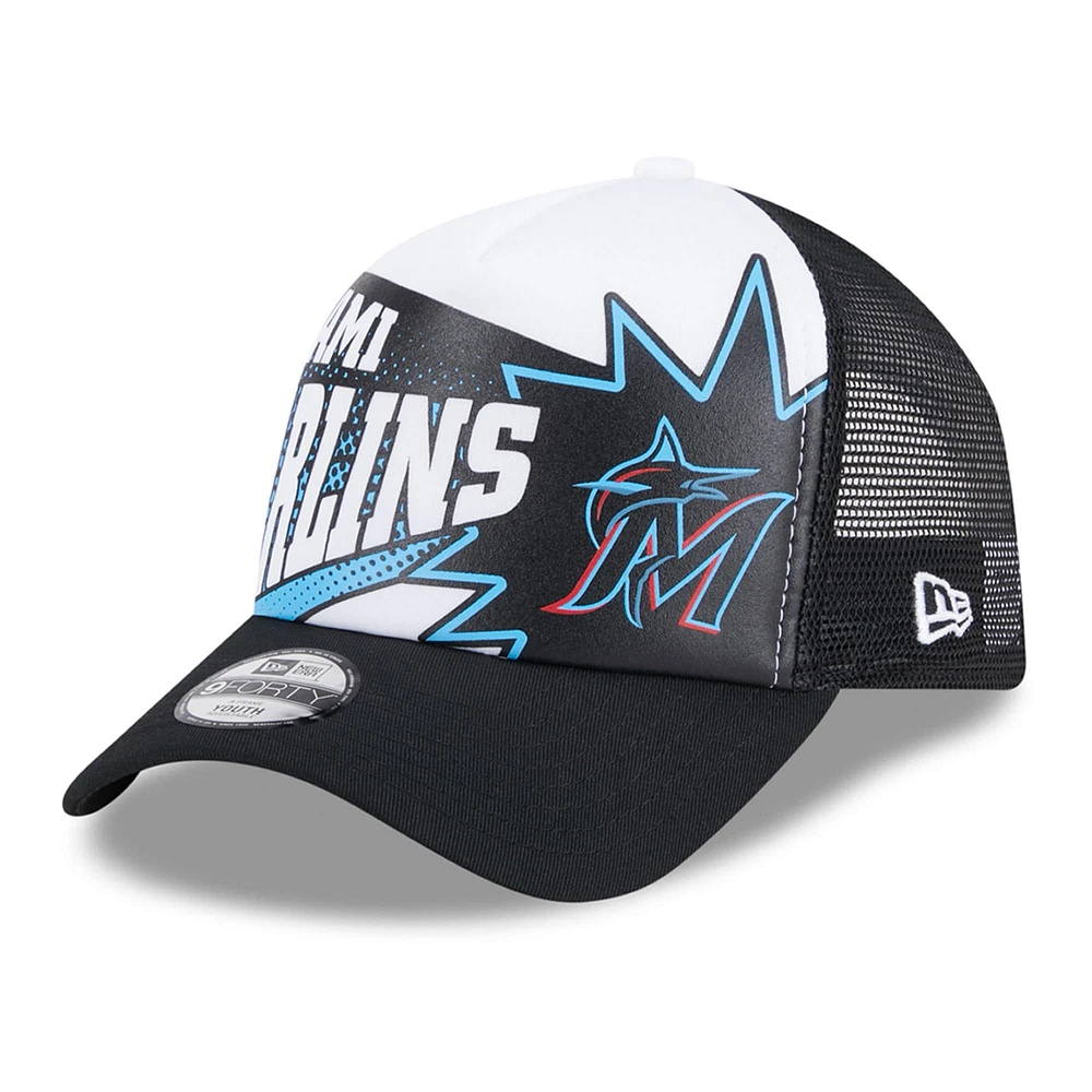 Casquette réglable noire Miami Marlins Boom 9FORTY pour jeune New Era